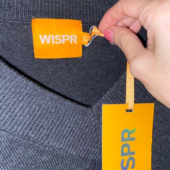 NWT Brodie Cashmere Wispr Sweater Dark Grey with Colorful "Bee Happy" Victory XS - Picture 2 of 5